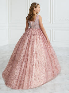 Hand-Beaded And Floral Glitter Tulle A-Line Gown In Rose Pink
