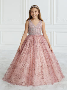 Hand-Beaded And Floral Glitter Tulle A-Line Gown In Rose Pink