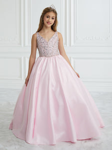 Hand-Beaded And Satin A-Line Gown In Pink