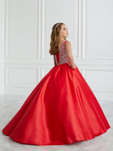 Hand-Beaded And Satin A-Line Gown In Red