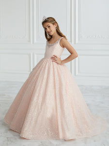 Hand-Beaded And Sequined A-Line Gown In Blush