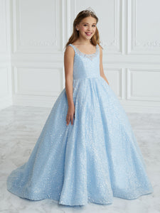 Hand-Beaded And Sequined A-Line Gown In Sky