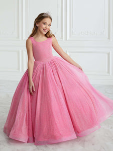 Glitter Tulle A-Line Gown With Lace-Up Back In Hot Pink