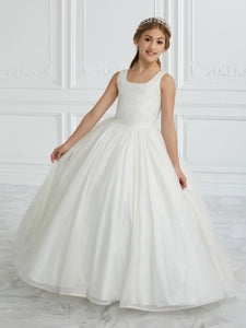 Glitter Tulle A-Line Gown With Lace-Up Back In Ivory
