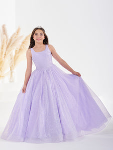 Glitter Tulle A-Line Gown With Lace-Up Back In Lilac