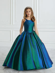 Classic A-Line Gown With Lace-Up Back In Peacock