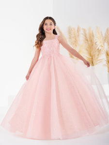 Lace And Sparkle Tulle Gown In Blush