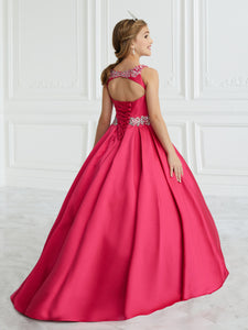 Hand-Beaded A-Line Mikado Gown In Hot Pink