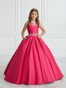 Hand-Beaded A-Line Mikado Gown In Hot Pink