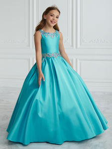 Hand-Beaded A-Line Mikado Gown In Turquoise