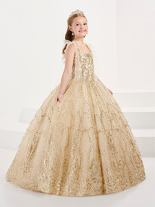 Tulle And Lace Ball Gown In Champagne Gold