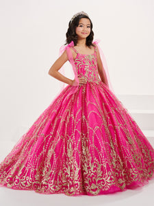 Tulle And Lace Ball Gown In Lipstick Gold