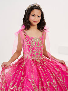 Tulle And Lace Ball Gown In Lipstick Gold