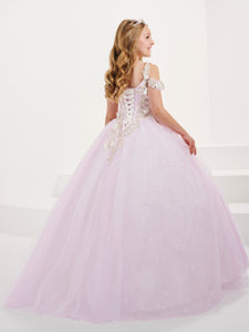 3D Beaded And Lace Cold Shoulder A-Line Gown In Ivory Lilac