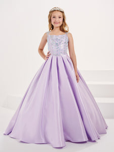 Beaded And Lace Illusion A-Line Gown In Lilac