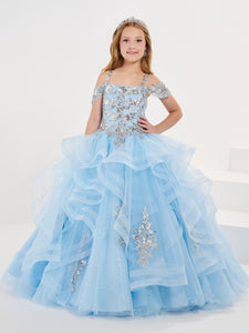 Off-The-Shoulder Ball Gown With Lace-Up Back In Sky