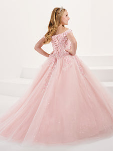 Off-The-Shoulder Tulle And Lace A-Line Gown In Pink