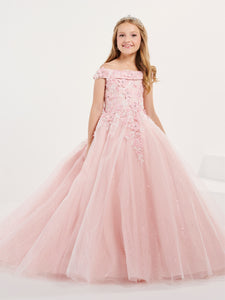 Off-The-Shoulder Tulle And Lace A-Line Gown In Pink