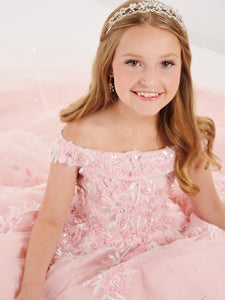 Off-The-Shoulder Tulle And Lace A-Line Gown In Pink