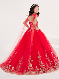 Tulle And Floral Lace Gown With Lace-Up Back In Red