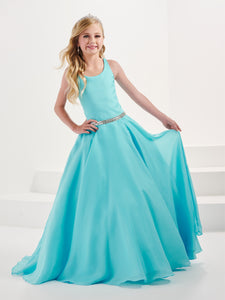 Organza Satin Halter A-Line Gown With Lace-Up Back In Ocean