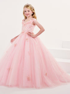 3D Sequins And Lace A-Line Cold-Shoulder Gown In Pink