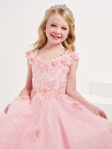 3D Sequins And Lace A-Line Cold-Shoulder Gown In Pink