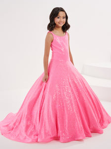 Sequined A-Line Gown With Lace-Up Back In Neon Pink