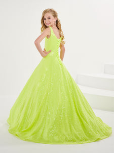 Sequined A-Line Gown With Lace-Up Back In Neon Lime