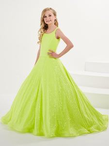 Sequined A-Line Gown With Lace-Up Back In Neon Lime