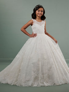 Floral Glitter Gown With Lace-Up Back In Ivory