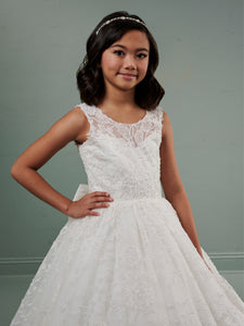 Floral Glitter Gown With Lace-Up Back In Ivory