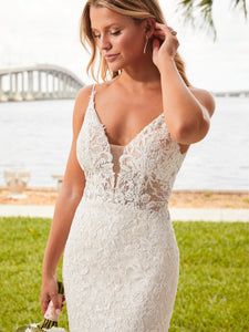 Beaded Lace Gown In Ivory Almond Nude Silver