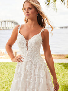 Lace A-Line Gown In Ivory Ivory Nude Silver
