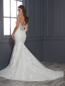Lace And Sparkle Tulle Illusion Strapless Mermaid Gown In Ivory Almond Nude Silver