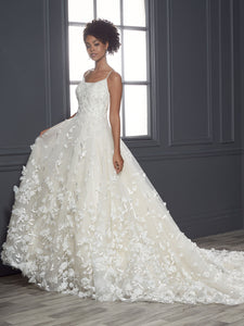 3D Lace/Crystal Hand-Beaded/Tulle A-Line Ball Gown In Ivory Blush Oyster