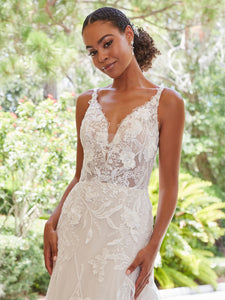 3D Floral Lace Illusion Gown In Ivory Almond Nude