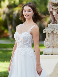Beaded And Tulle A-Line Gown In Ivory Almond Silver