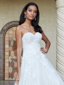 Beaded And Tulle A-Line Gown In Ivory French Lilac