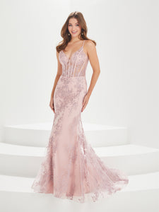 Illusion Corset Gown In Blush