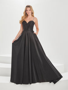 Satin Corset A-Line Gown In Black