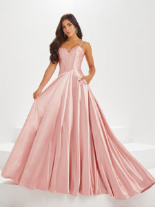 Satin Corset A-Line Gown In Blush