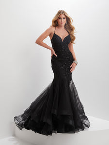 Ruffled Mermaid Gown In Black