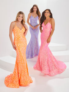 Sequined Trumpet Gown In Hot Pink