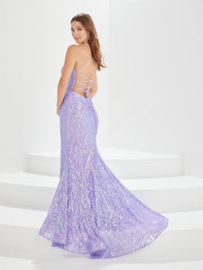 Sequined Trumpet Gown In Lilac