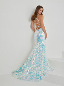 Sequined Halter Gown In Ivory
