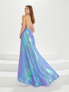Sequined A-Line Gown With Lace-Up Back In Lavender