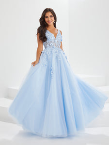 Tulle And Lace A-Line Gown In Sky