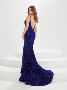 Sequined Velvet Gown In Midnight