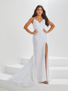 Sequined Velvet Gown In Ivory
